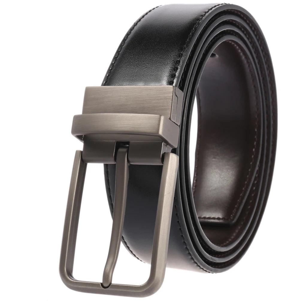 JMT-365898 Men's Leather Belt with Rotating Pin Buckle, Adjustable Fit, Classic Style