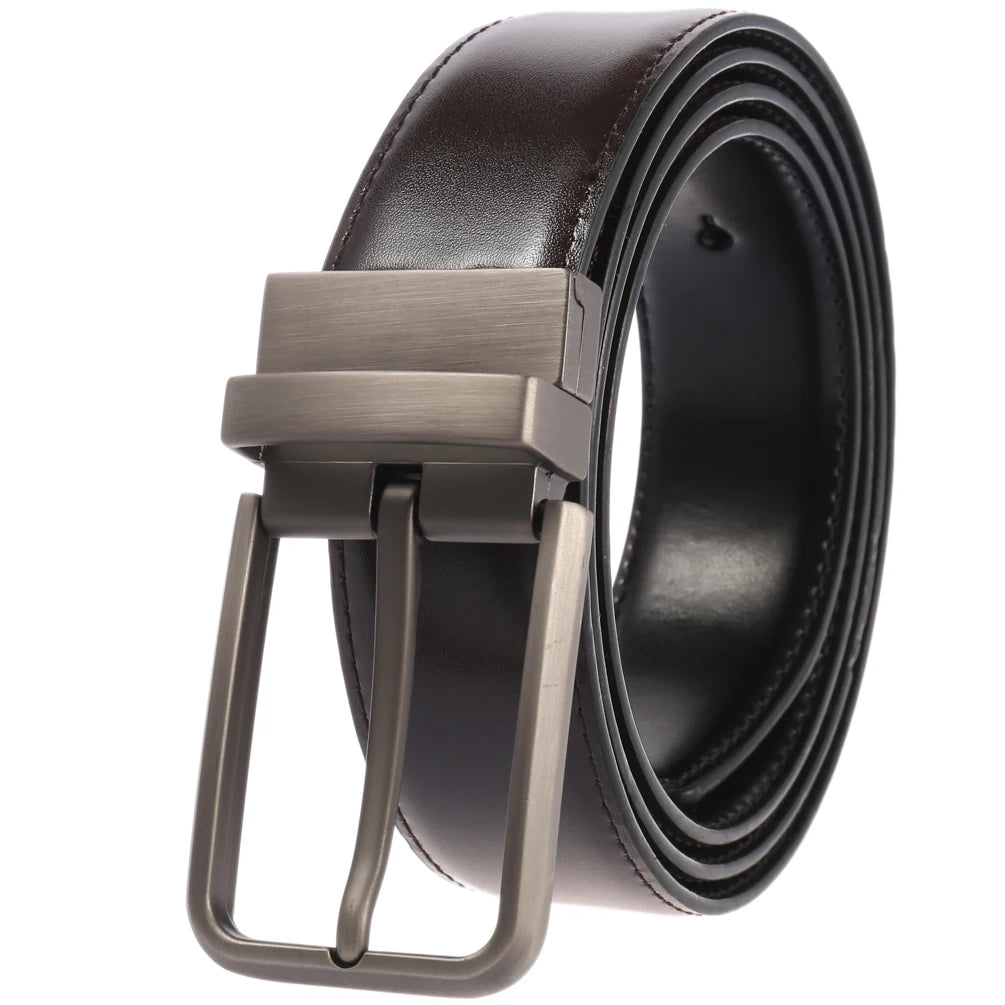 JMT-365898 Men's Leather Belt with Rotating Pin Buckle, Adjustable Fit, Classic Style