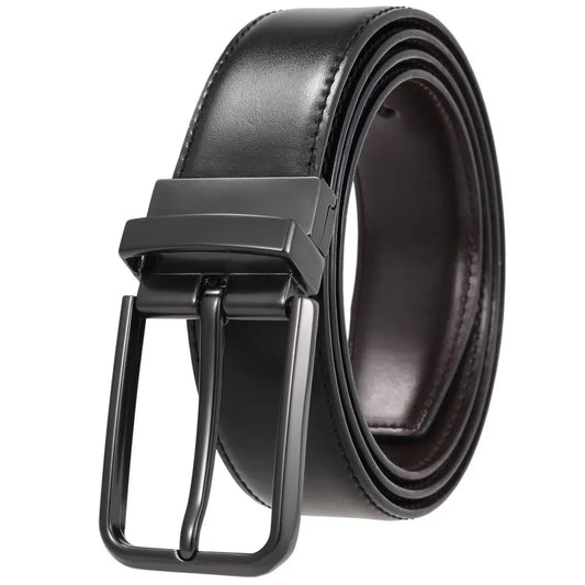 JMT-365898 Men's Leather Belt with Rotating Pin Buckle, Adjustable Fit, Classic Style