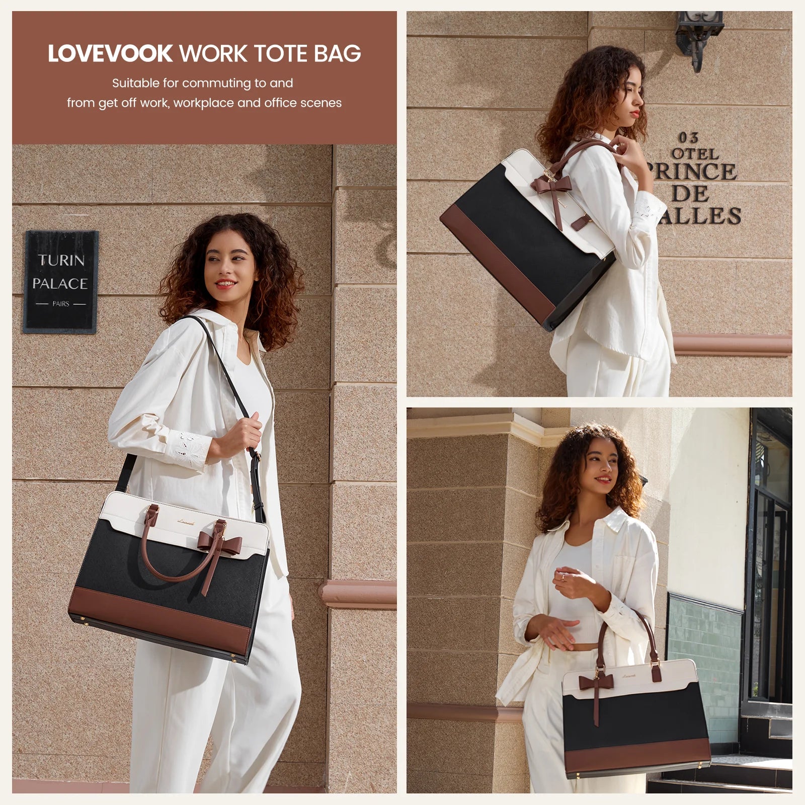 JMT-365962 Elegant Water-Resistant Leather Tote Bag for 15.6 Inch Laptops - Spacious Teacher Handbag