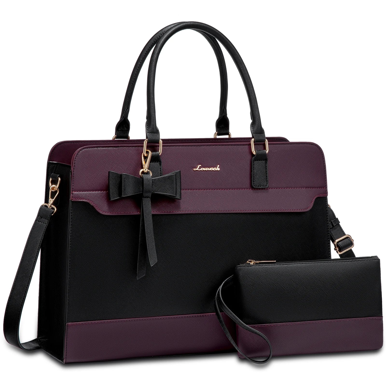 JMT-365962 Elegant Water-Resistant Leather Tote Bag for 15.6 Inch Laptops - Spacious Teacher Handbag