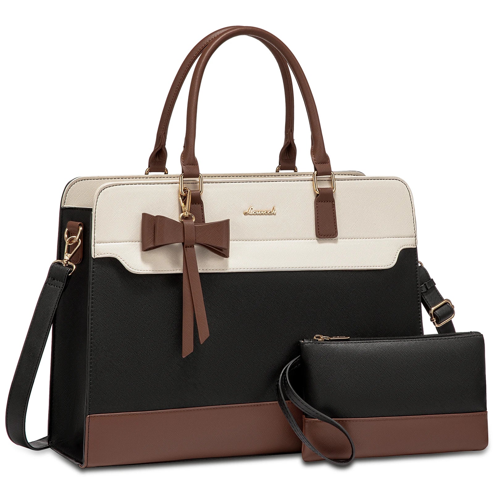 JMT-365962 Elegant Water-Resistant Leather Tote Bag for 15.6 Inch Laptops - Spacious Teacher Handbag