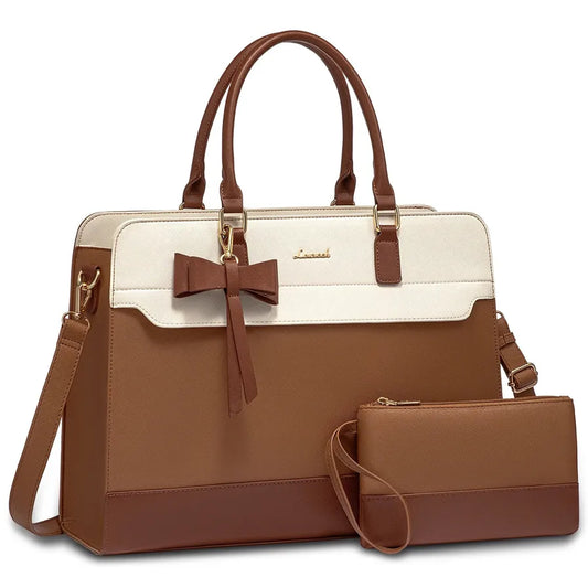 JMT-365962 Elegant Water-Resistant Leather Tote Bag for 15.6 Inch Laptops - Spacious Teacher Handbag
