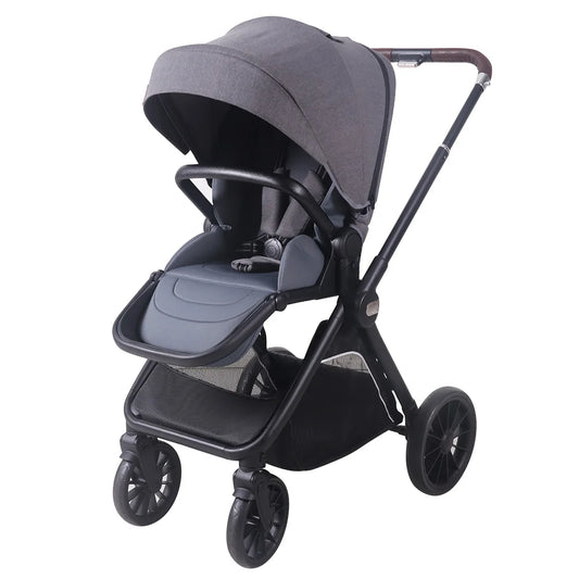 JMT-366154 Poussett Two-Way Push Luxury Baby Stroller and Car Seat with Big Wheels, Foldable Pram for Infants