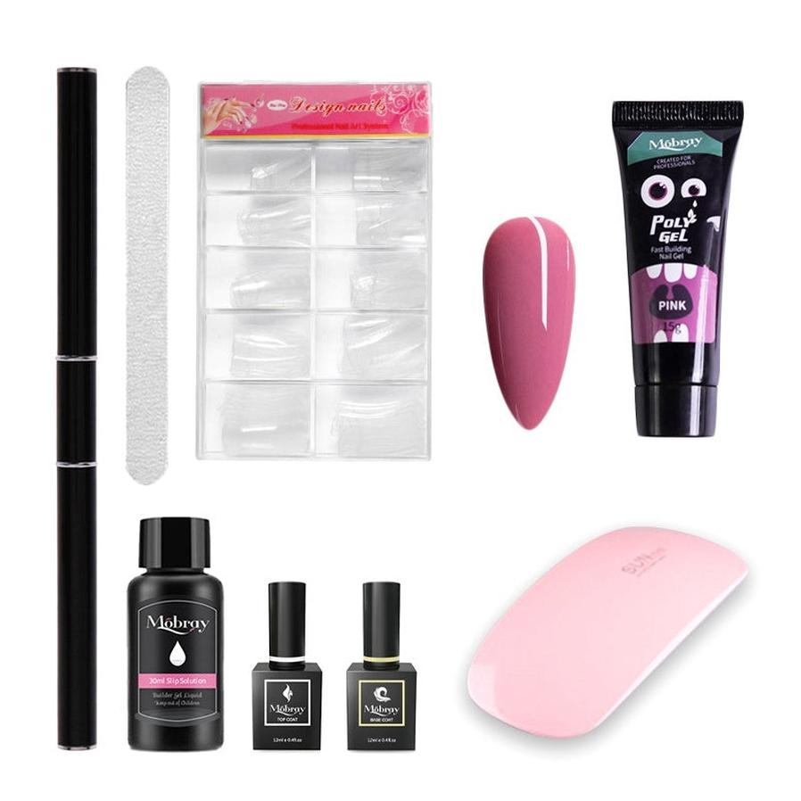 JMT-366602 Nail Art Complete Set with Manicure Lamp, Extension Glue, and Cleaning Tools