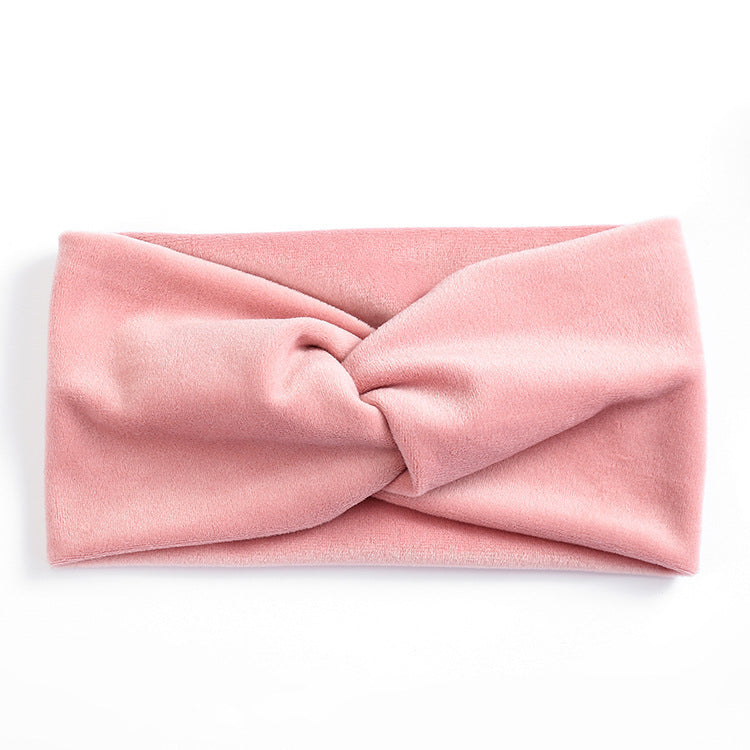 JMT-366666 Wide Brim Cross Velvet Headband for Women in Plaid Flannel