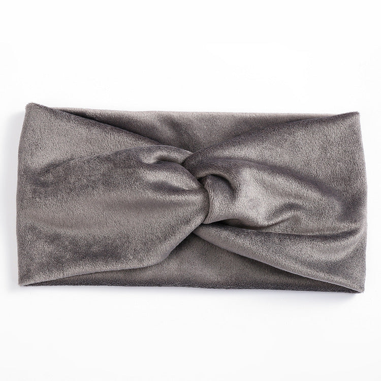 JMT-366666 Wide Brim Cross Velvet Headband for Women in Plaid Flannel