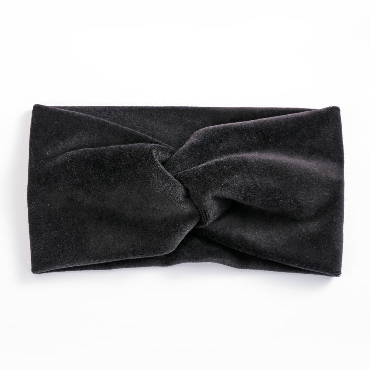 JMT-366666 Wide Brim Cross Velvet Headband for Women in Plaid Flannel