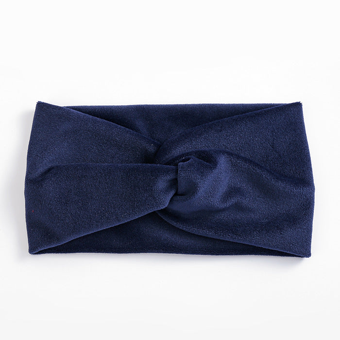 JMT-366666 Wide Brim Cross Velvet Headband for Women in Plaid Flannel