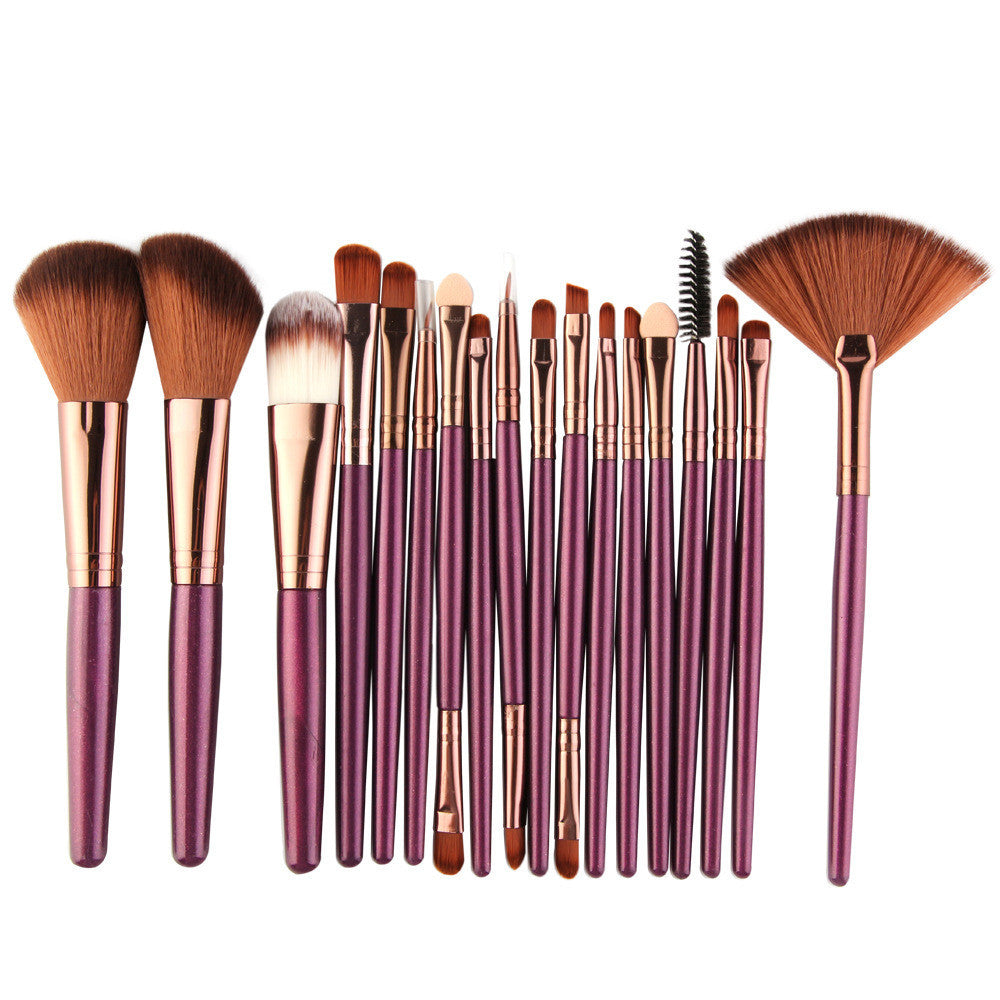 JMT-366730 18-Piece Makeup Brush Set with Blush, Lip, and Fan Brushes for Professional Use