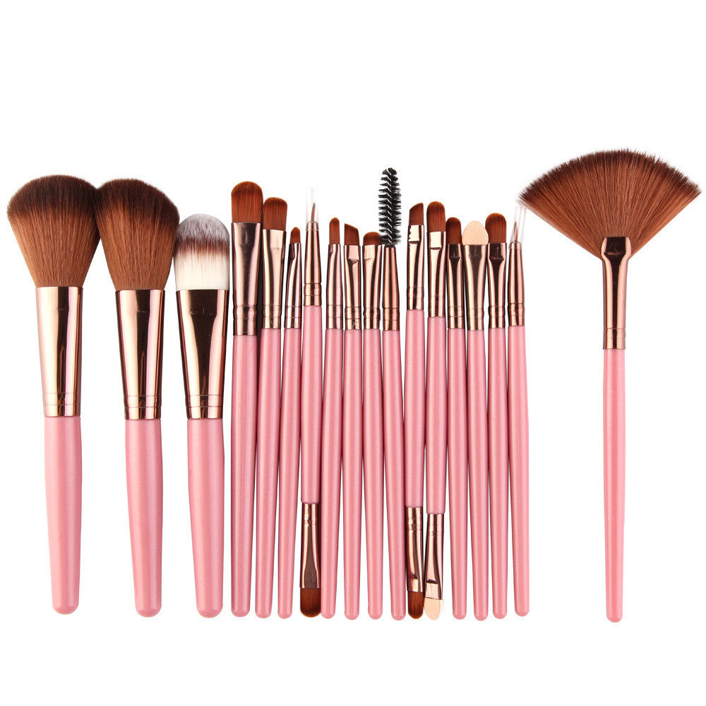 JMT-366730 18-Piece Makeup Brush Set with Blush, Lip, and Fan Brushes for Professional Use