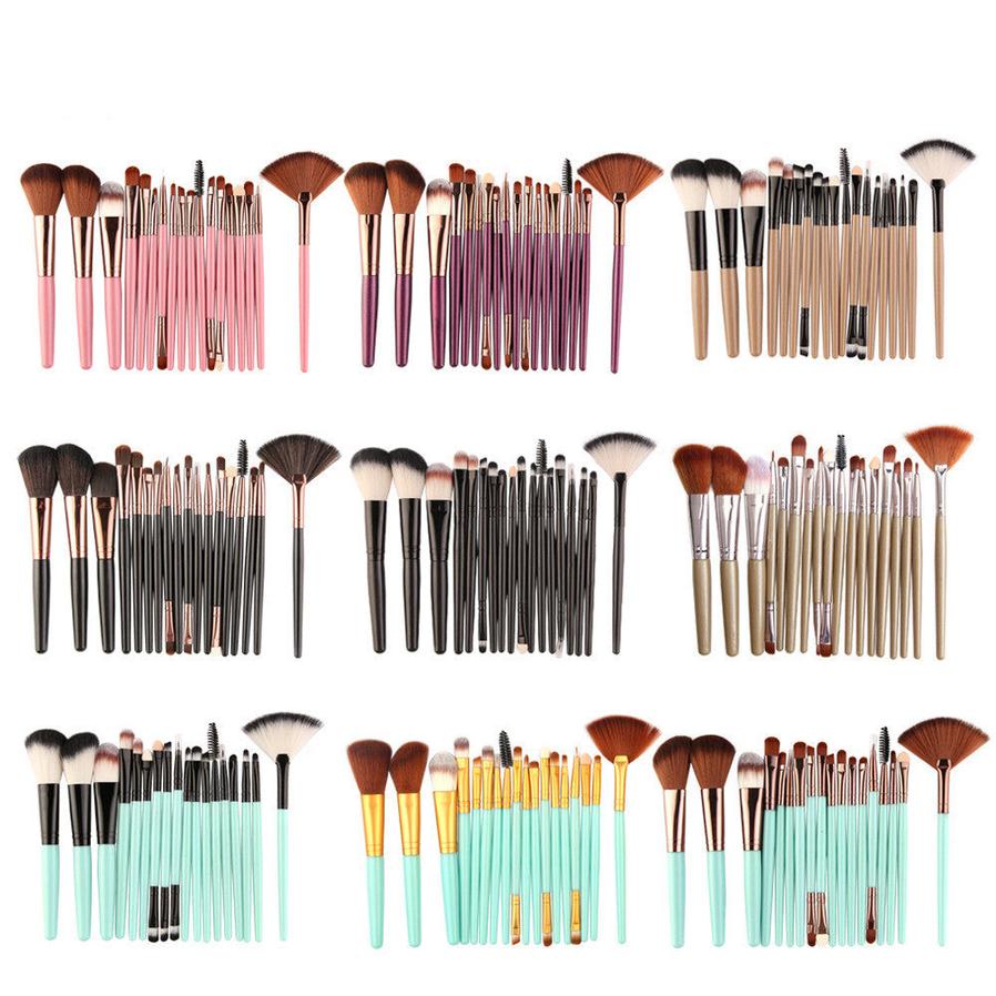 JMT-366730 18-Piece Makeup Brush Set with Blush, Lip, and Fan Brushes for Professional Use