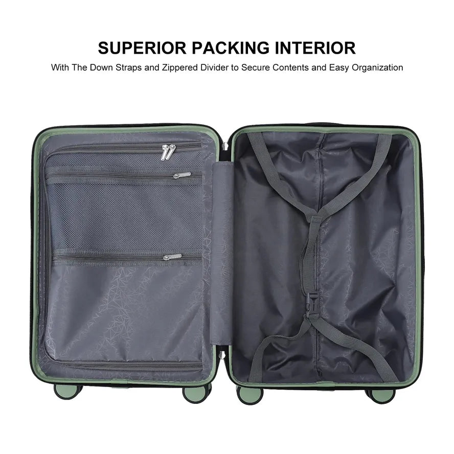 JMT-366858 Three-Piece Hard Luggage Trolley Set with Durable Polycarbonate Material