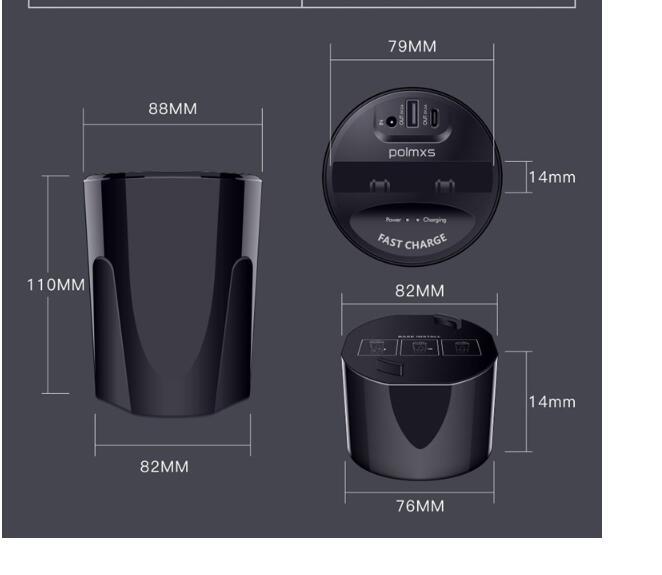 JMT-366986 Car Wireless Charging Cup with QI Standard, Micro USB Interface, 10W/7.5W/5W Power Output