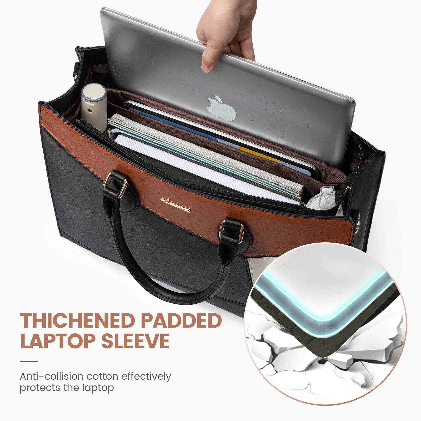 JMT-367114 Professional Laptop Tote Bag for 15.6 to 17 Inch Laptops - Lightweight Clutch Purse for Office and Business Use