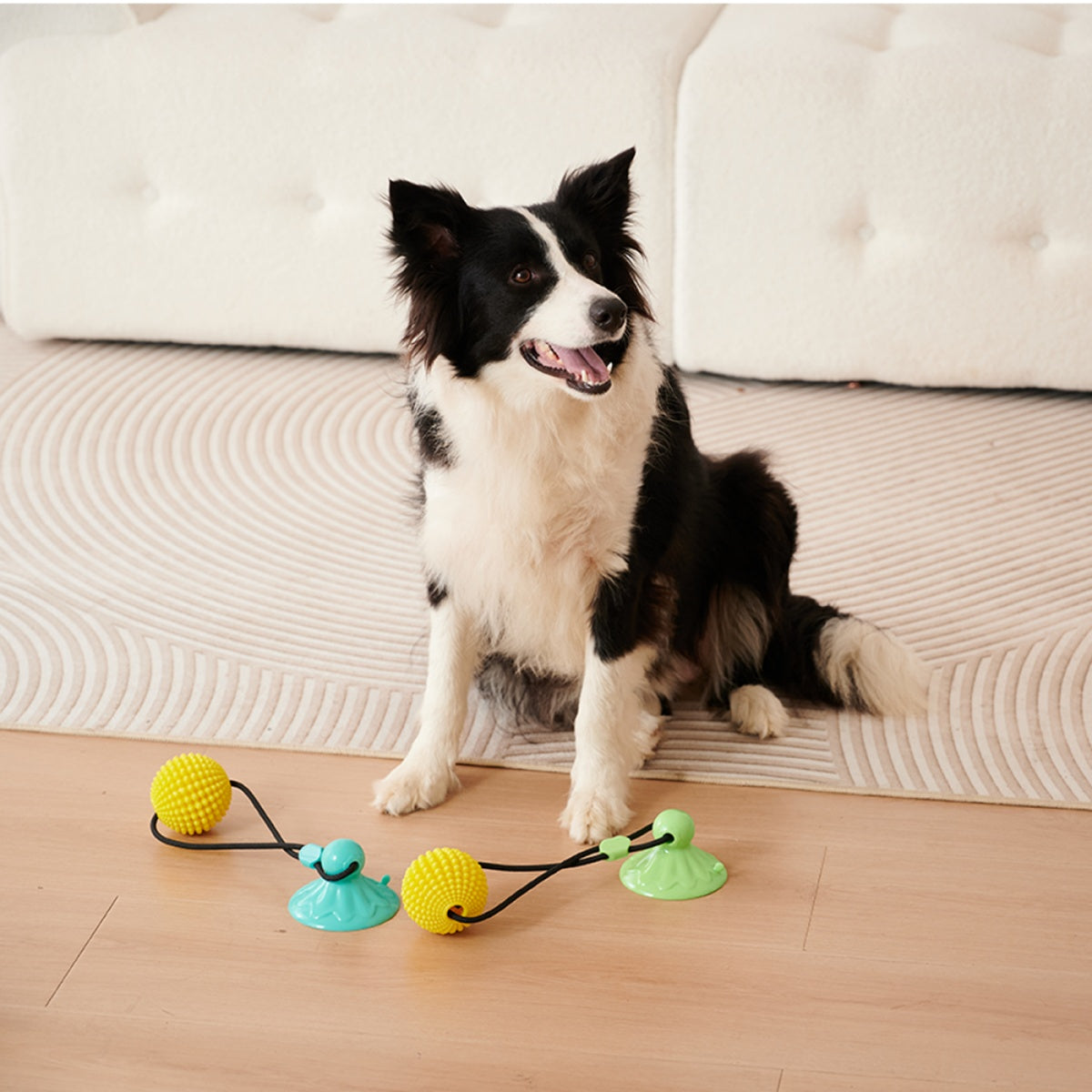 JMT-367434 Interactive Corn Ball Chew Toy with Suction Cup for Dogs - Teething Rope Tug of War Toy for Medium to Large Dogs