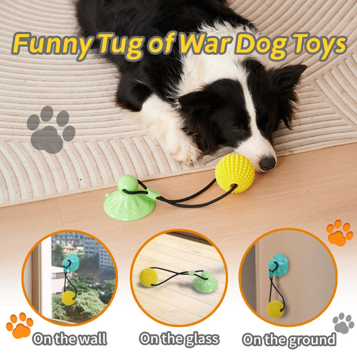 JMT-367434 Interactive Corn Ball Chew Toy with Suction Cup for Dogs - Teething Rope Tug of War Toy for Medium to Large Dogs