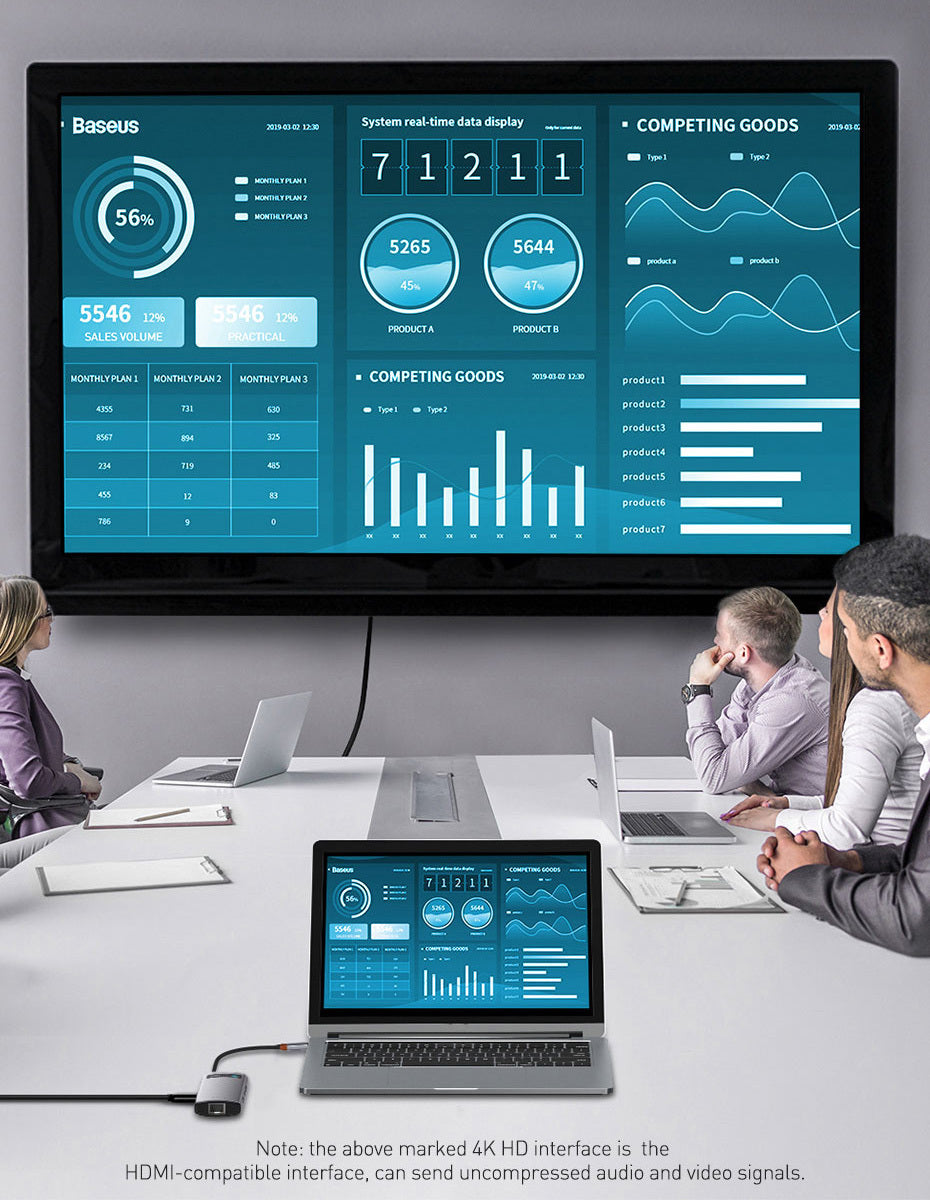 JMT-367626 Baseus 5-in-1 Multifunctional Type-C Hub Docking Station in Space Gray