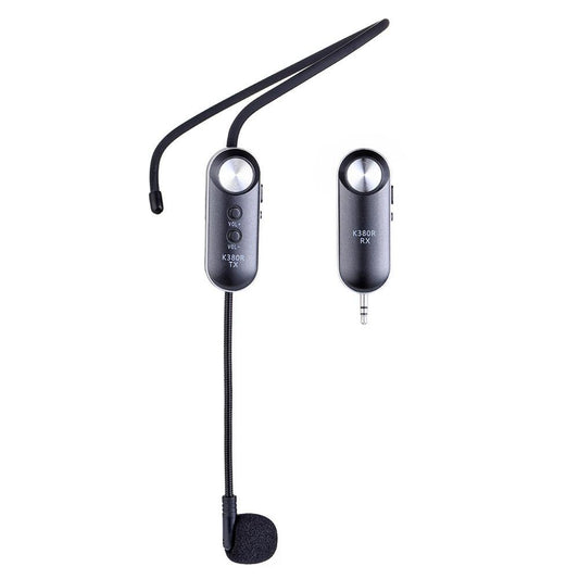 JMT-367626 UHF Wireless Headset Microphone System with 3.5mm and 6.5mm Adapters, Compact Design, 30m Range, USB Rechargeable Battery