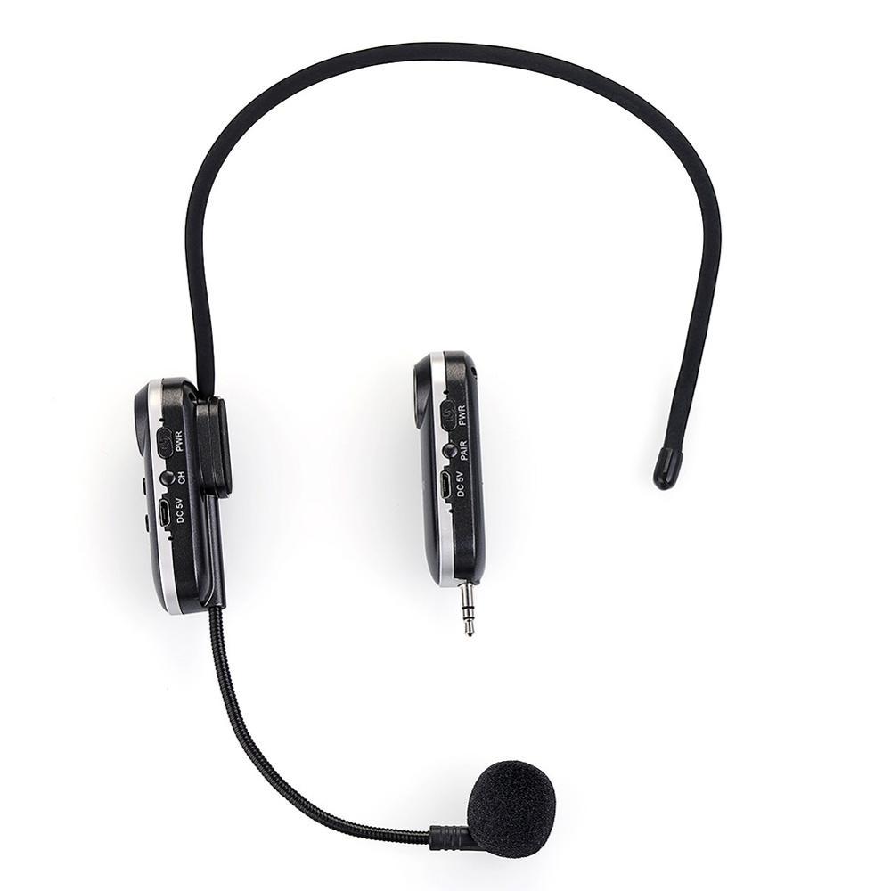 JMT-367626 UHF Wireless Headset Microphone System with 3.5mm and 6.5mm Adapters, Compact Design, 30m Range, USB Rechargeable Battery