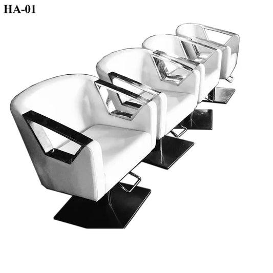 JMT-368202 Contemporary White Salon Barber Chair with Velvet Cushion and Adjustable Height PE-144