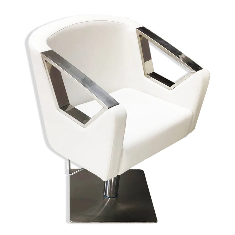 JMT-368202 Contemporary White Salon Barber Chair with Velvet Cushion and Adjustable Height PE-144