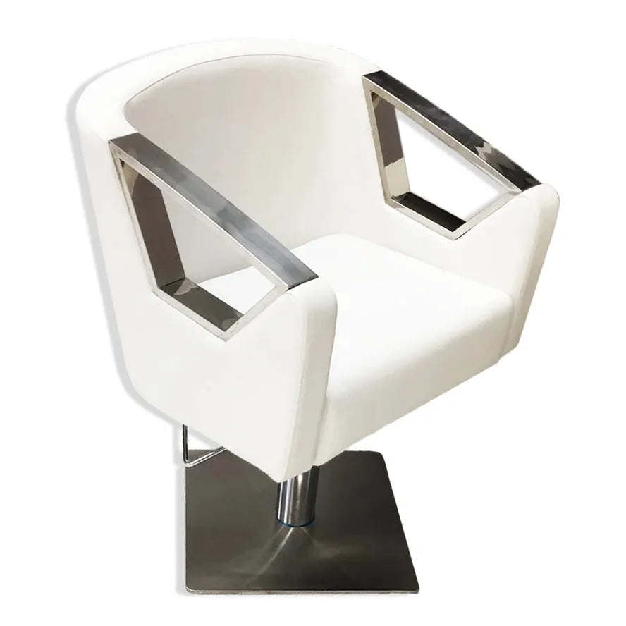 JMT-368202 Contemporary White Salon Barber Chair with Velvet Cushion and Adjustable Height PE-144