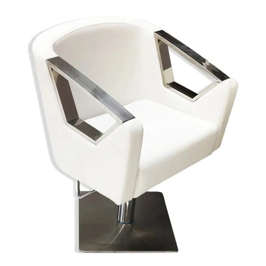 JMT-368202 Contemporary White Salon Barber Chair with Velvet Cushion and Adjustable Height PE-144
