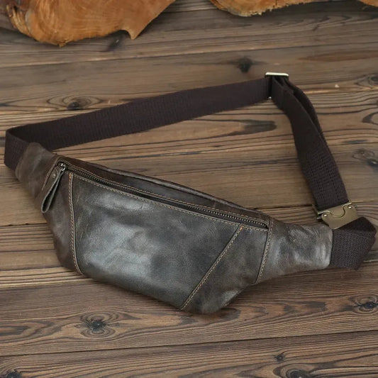 JMT-368330 Genuine Leather Crossbody Chest Bag for Outdoor Sports - Retro Design, Waterproof, Multi-Colour Options