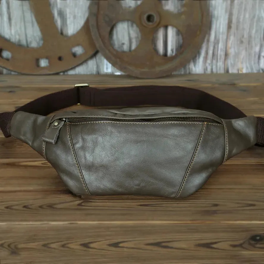 JMT-368330 Genuine Leather Crossbody Chest Bag for Outdoor Sports - Retro Design, Waterproof, Multi-Colour Options