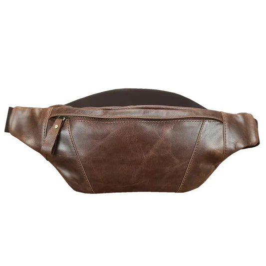 JMT-368330 Genuine Leather Crossbody Chest Bag for Outdoor Sports - Retro Design, Waterproof, Multi-Colour Options