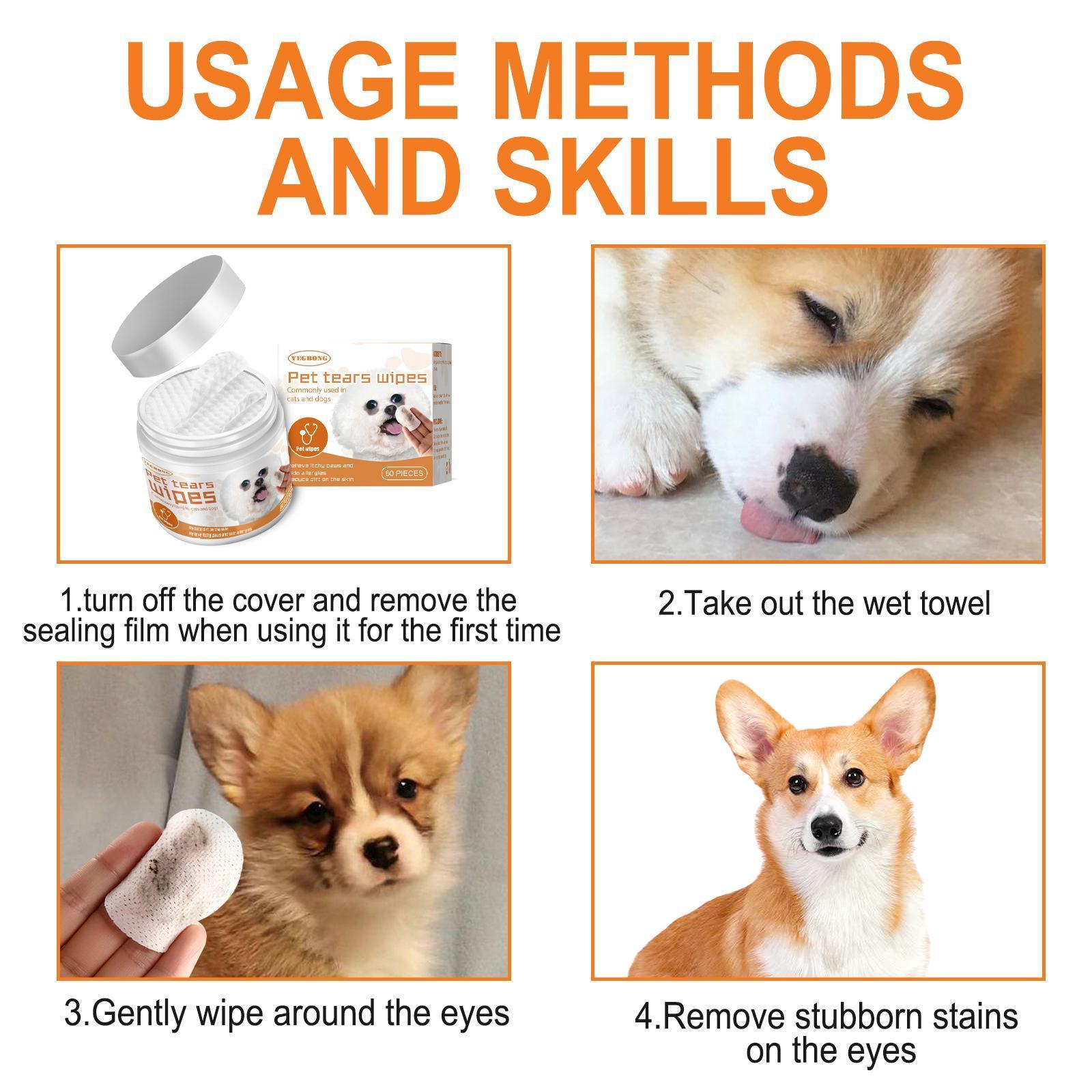 JMT-368522 Yegebang Tear Stain Remover Wipes for Dogs and Cats - Eye Cleaning Cotton Pads