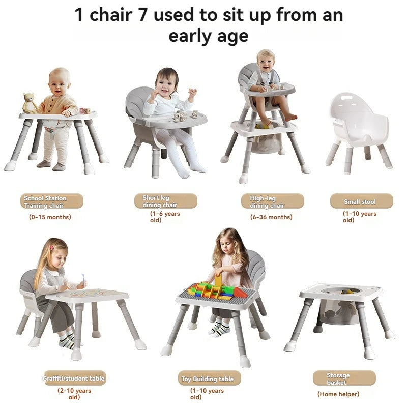 JMT-368714 Convertible 7-in-1 Baby High Chair with Activity Centre and Booster Seat Functions