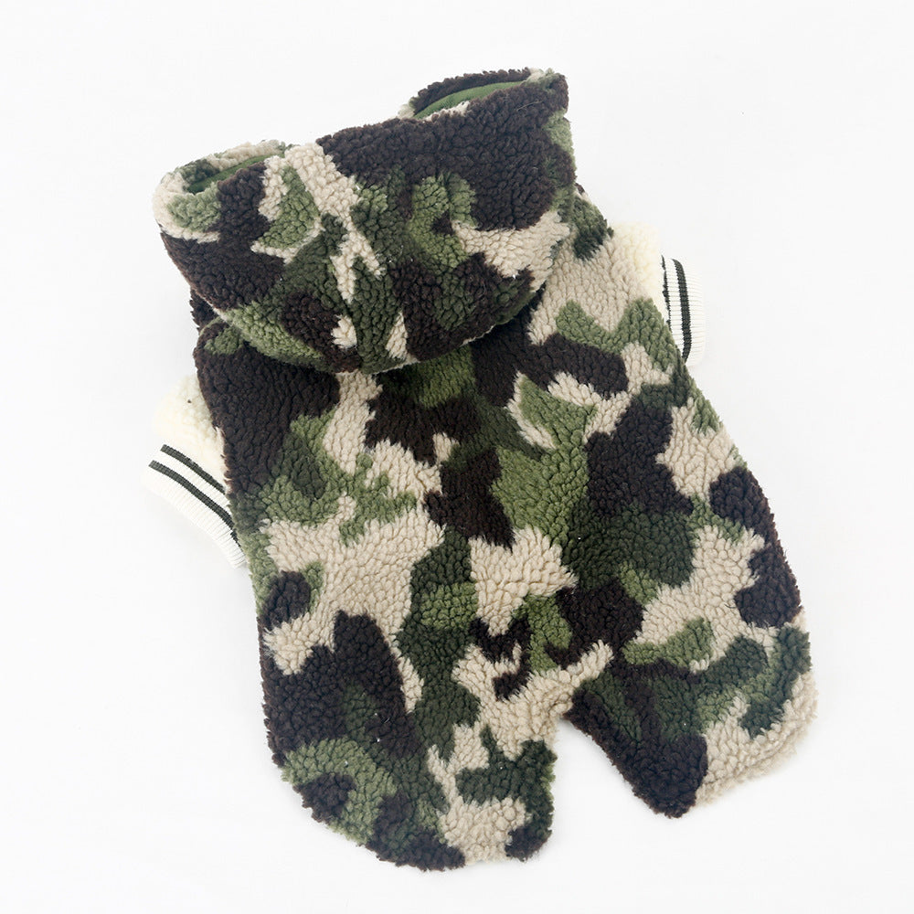 JMT-369226 Camouflage Dog Jacket for Large Breeds - Lamb Wool and Brushed Cloth, Sizes 3XL to 7XL