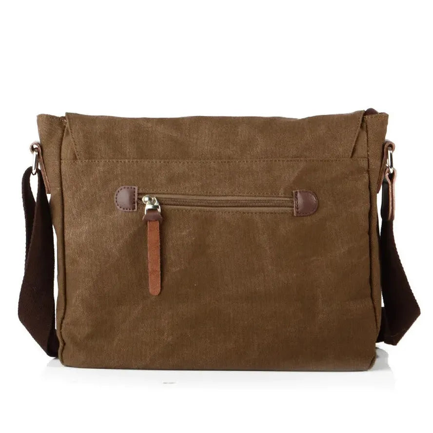 JMT-369482 Canvas Messenger Bag for Men and Women, Waterproof Shoulder Bag with Leather Accents, Casual Outdoor Travel Bag