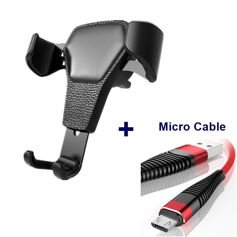 JMT-369610 Leather Grain Gravity Car Phone Holder - Adjustable, Universal Fit, Black and White Options