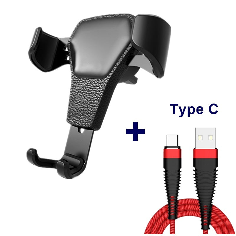 JMT-369610 Leather Grain Gravity Car Phone Holder - Adjustable, Universal Fit, Black and White Options