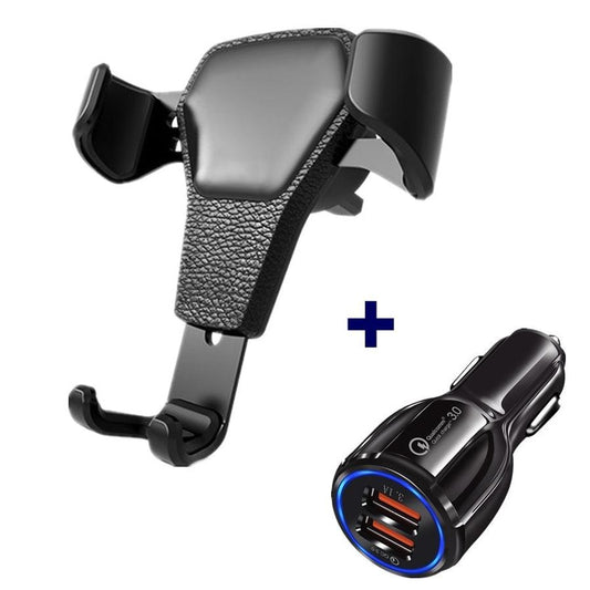 JMT-369610 Leather Grain Gravity Car Phone Holder - Adjustable, Universal Fit, Black and White Options