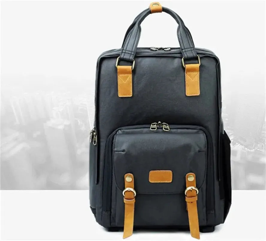 JMT-370122 Vintage Canvas and Crazy-Horse Leather DSLR Video Backpack
