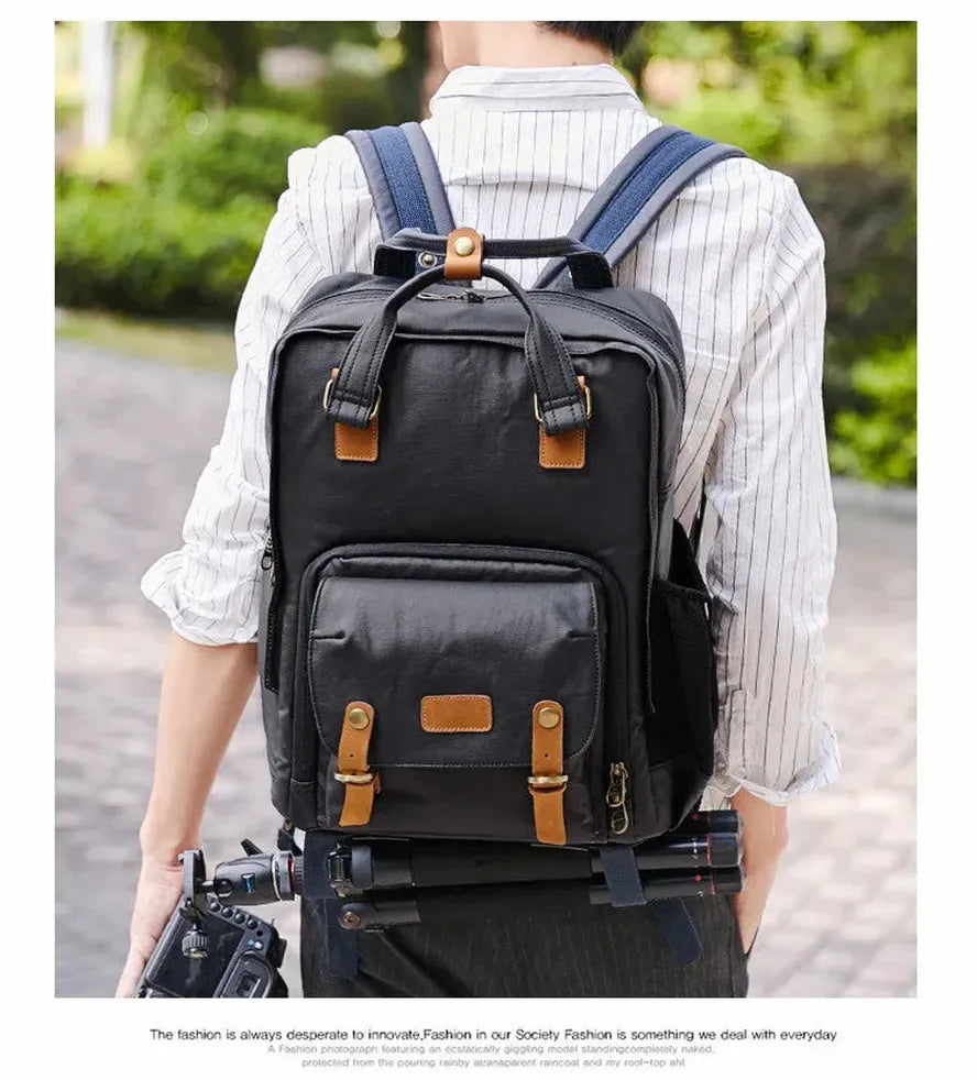 JMT-370122 Vintage Canvas and Crazy-Horse Leather DSLR Video Backpack