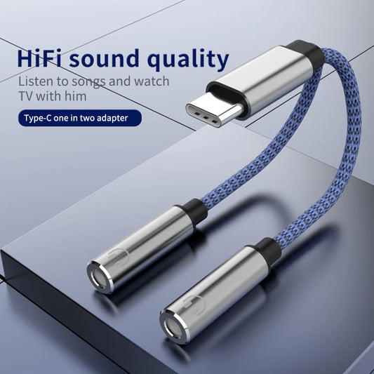 JMT-370250 Type C Male to 3.5mm Female Headphone Stereo Audio Y Splitter Adapter Cable