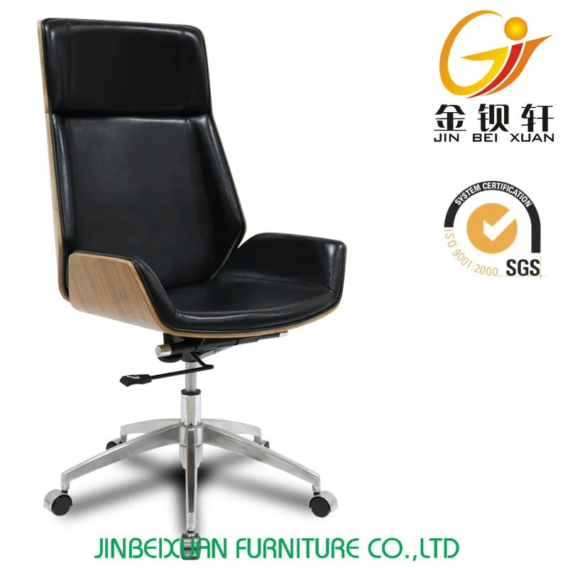 JMT-370506 Ergonomic High Back Black Leather Office Chair with Multi-Functional Swivel Features