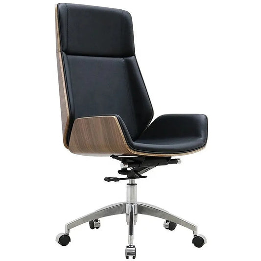 JMT-370506 Ergonomic High Back Black Leather Office Chair with Multi-Functional Swivel Features