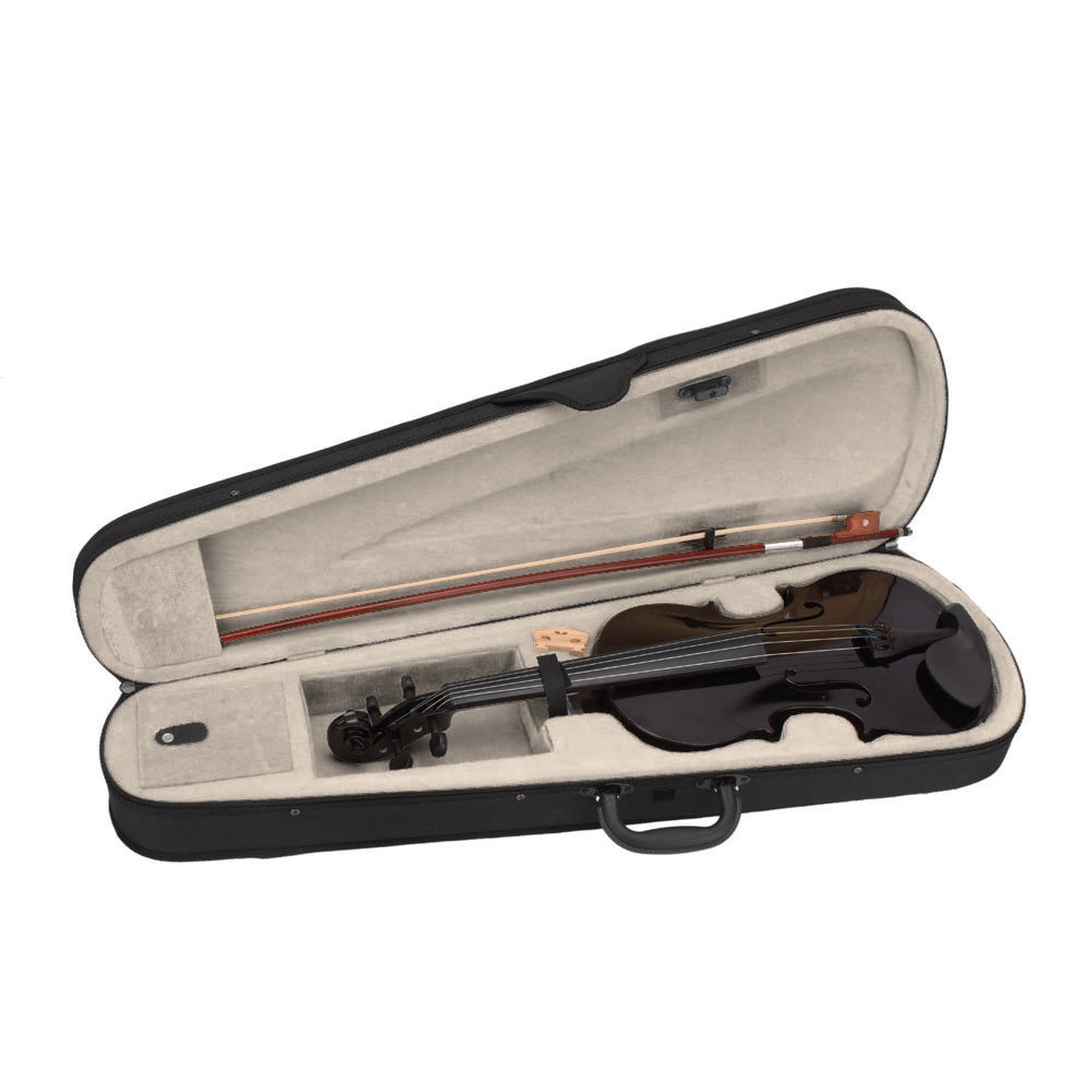 JMT-370634 Black Acoustic Violin with Full-Size Body and Smooth Finish