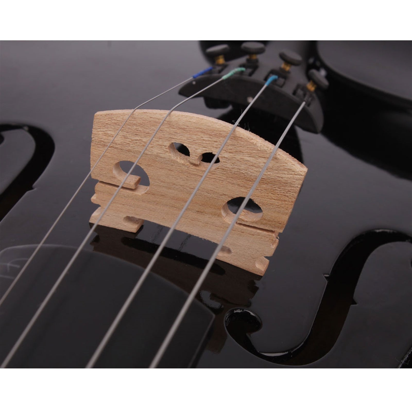 JMT-370634 Black Acoustic Violin with Full-Size Body and Smooth Finish