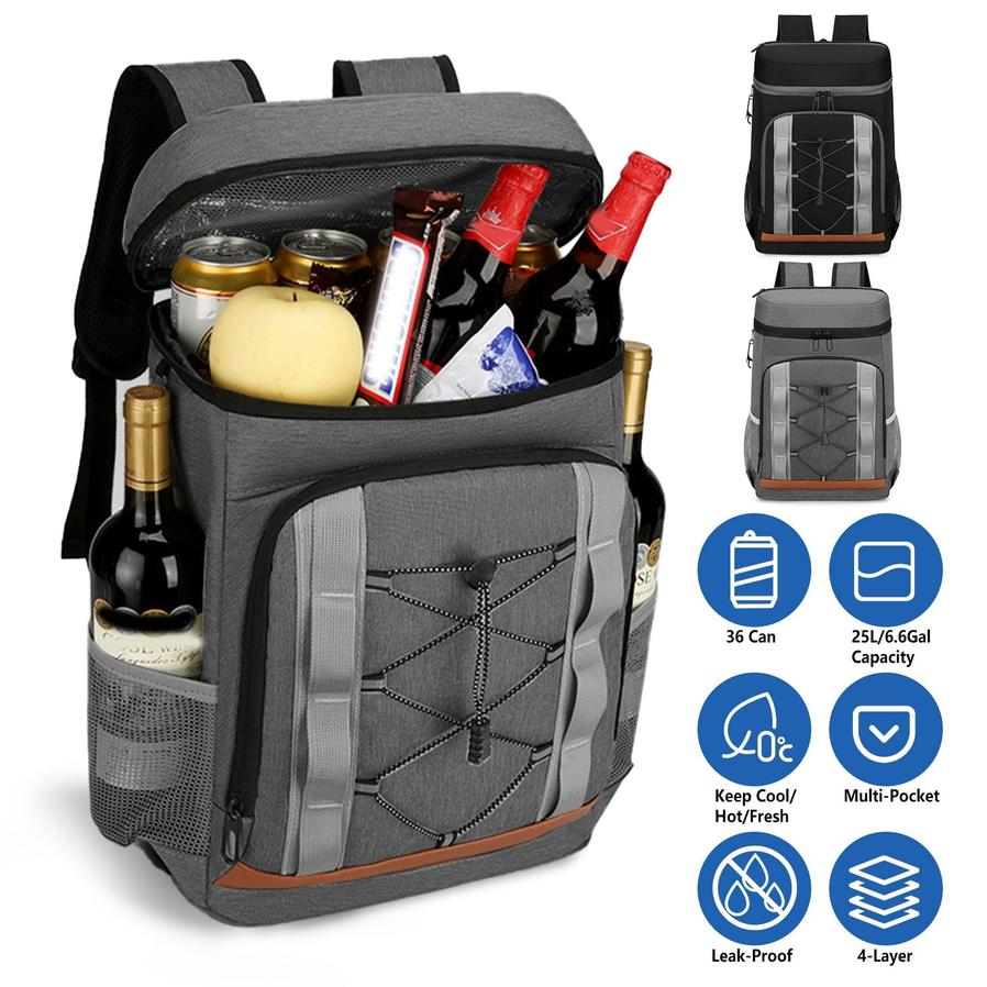 JMT-370634 Leakproof Insulated Cooler Backpack - 36 Can Capacity, Ideal for Picnic, Camping, Hiking, and Travel