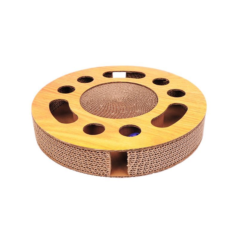 JMT-370762 Interactive Corrugated Paper Cat Toy Carousel for Claw Grinding and Play