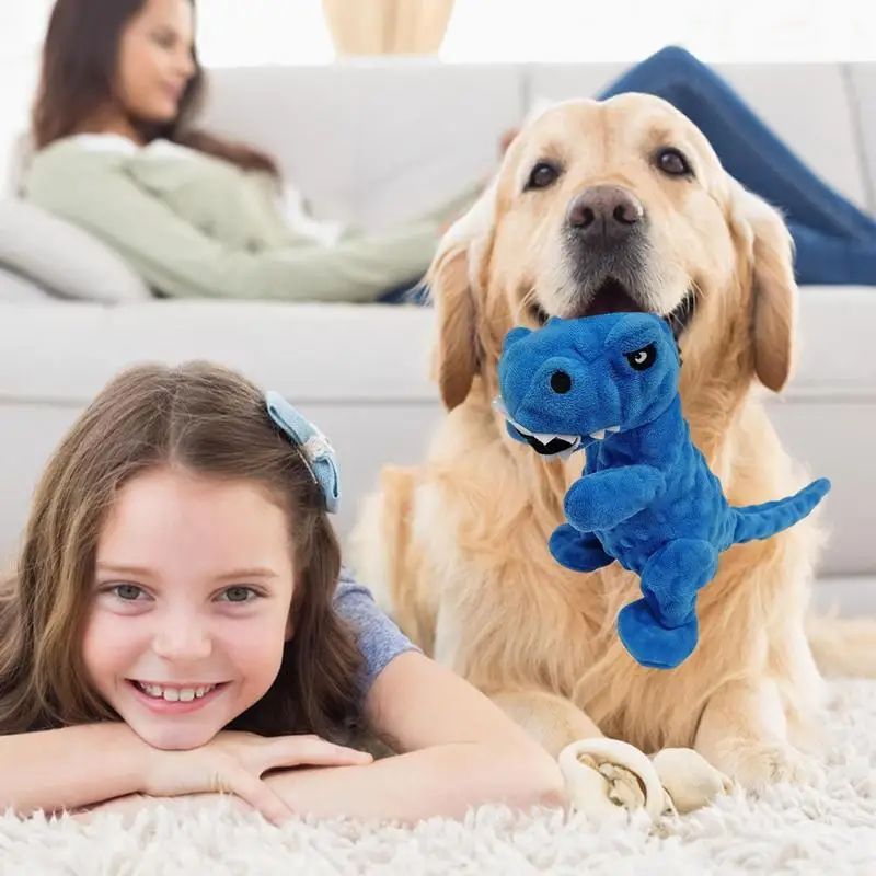 JMT-370890 Interactive Plush Dinosaur Squeaky Dog Toy for Chewing and Training - Fun Grunting Sounds for Small to Large Dogs