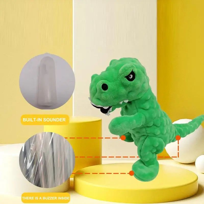 JMT-370890 Interactive Plush Dinosaur Squeaky Dog Toy for Chewing and Training - Fun Grunting Sounds for Small to Large Dogs