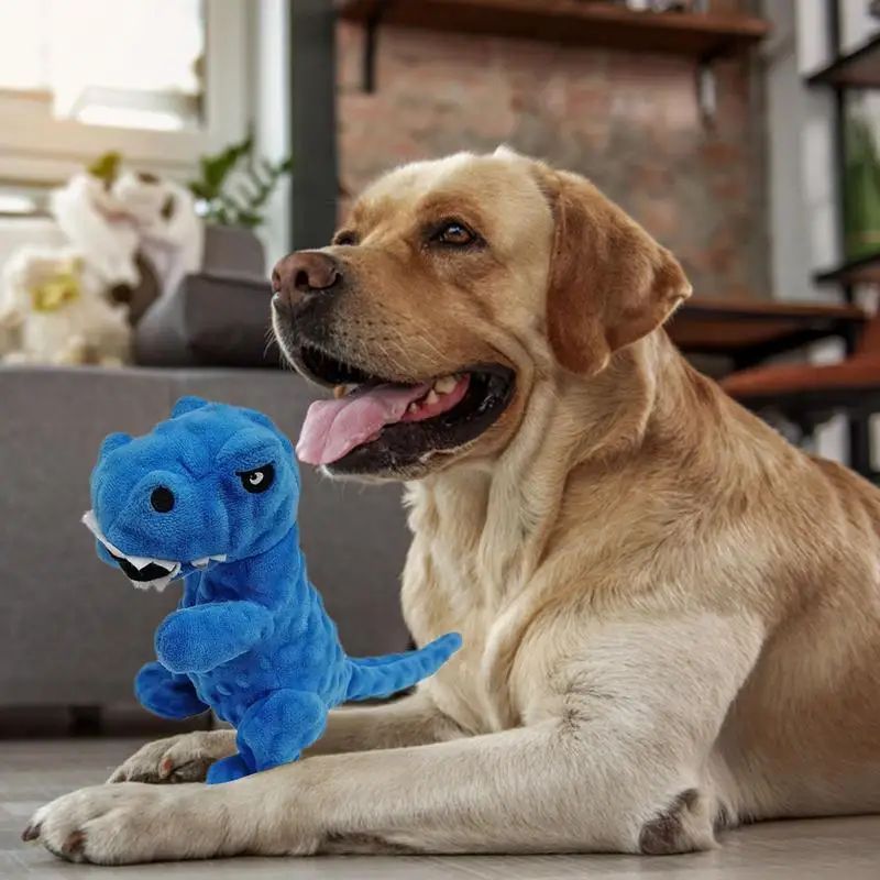 JMT-370890 Interactive Plush Dinosaur Squeaky Dog Toy for Chewing and Training - Fun Grunting Sounds for Small to Large Dogs